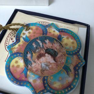 Edna Hibel Porcelain Ornament "Holiday Joy" 1993 Madonna & Child 3 7/8"